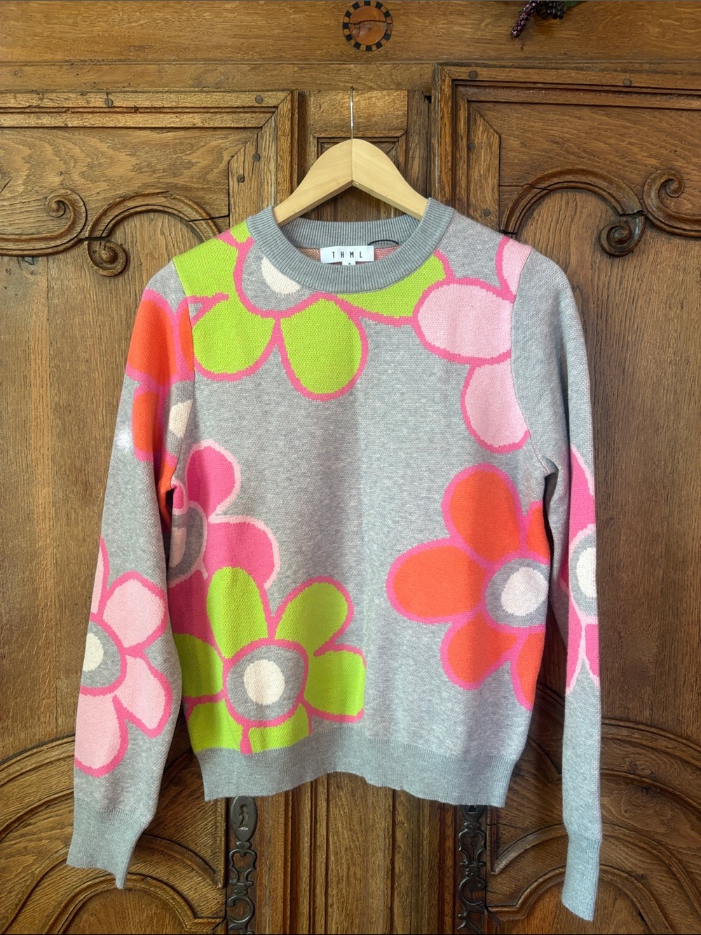 THML Bridget Sweater in a grey multi-color floral pattern - Picture 5 of 14